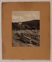 cca 1935 Jakschitz József: Léka vára, aláírt vintage fotóművészeti alkotás, 28x22 cm, karton 45x38 cm