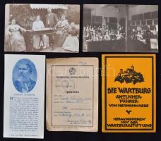 Kis okmány, nyomtatvány és fotó hagyaték tétel fa dobozkában