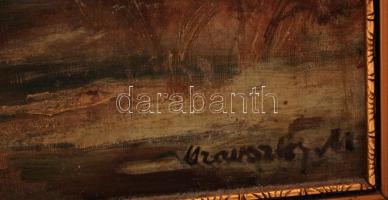 Olvashatatlan jelzéssel: Téli erdőszél. Olaj, vászon, keretben, 64×32 cm