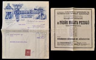 cca 1932-1934 3 db díszes fejléces számla + 1 db reklámos távirat