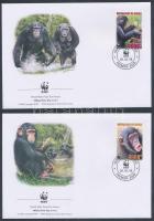 WWF Chimpanzees set 4 FDC, WWF: Csimpánzok sor 4 db FDC-n