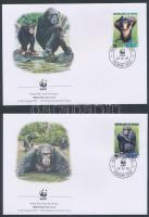 WWF: Csimpánzok sor 4 db FDC-n WWF Chimpanzees set 4 FDC