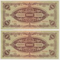 1945. 10.000P (2x) sorszámkövetők, mindkettő "MNB" bélyeggel T:I-,II