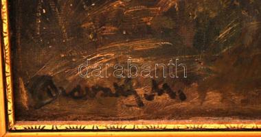 Olvashatatlan jelzéssel: Vízparti fák. Olaj, vászon, sérült, keretben, 63×32 cm