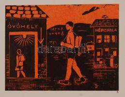 Takács Dezső (1933-): 10 db alkotása. Színes linó, papír, jelzett a linón, különböző méretben, 11x12...