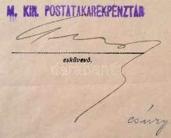 1913 Kitöltött postatakarékpénztári eskü fizetés nélküli segédfogalmazó részére