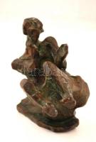 Kerényi Jenő (1908-1975): Színjáték. Bronz, jelzett, talapzat nélkül,  m:13  cm, h:13 cm