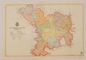 cca 1939 Jász-Nagykun-Szolnok vármegye térképe, 1:335000, Magyar Királyi Honvéd Térképészeti Intézet, 30,5×45,5 cm