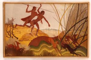 cca 1970 Robin Anderson (1924-): Gazella. Színes nyomat üvegezett keretben, 45×70 cm