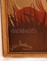 cca 1970 Robin Anderson (1924-): Gazella. Színes nyomat üvegezett keretben, 45×70 cm