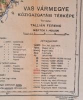cca 1943 Vas vármegye közigazgatási térképe, terv.: Tallián Ferenc, 1:400000, Magyar Földrajzi Intéz...