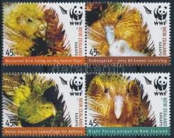 WWF: Kakapó (bagolypapagáj) sor + sor 4 db FDC-n, WWF Kakapo (parrot owl) set + set 4 FDC