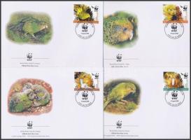 WWF Kakapo (parrot owl) set + set 4 FDC WWF: Kakapó (bagolypapagáj) sor + sor 4 db FDC-n