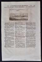 1713 Hatvan látképe, rézmetszet, Raffaello Savonarola (?-?) Universus terrarum orbis scriptorum calamo delineatus 1. kötetéből (Padua, 1713), a hátulján Hesdin (Franciaország) rézmetszetes látképével (485-486. p.)