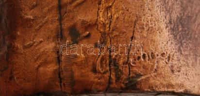 Olvashatatlan jelzéssel: Férfi szobor, fém, 26cm