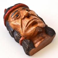 Festett indiánfej, fa, m:19cm