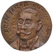 Veszely Jelena (1917-) 1986. "Frim Jakab 1852-1914" Br emlékplakett, hátoldalán gravírozva "Fővárosi Kézműipari Vállalat 1986" (342g/92mm) T:2 /  Hungary 1986. "Jakab Frim 1852-1914" Br commemorative plaque with engraving on back. Sgin.: Jelena Veszely (342g/92mm) C:XF