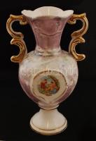 Porcelán váza mitológiai jelenettel, matricás, kopottas, m:26cm