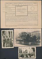 1944-1945 II. világháborús okmányok és fotók, igazolás, a harcok utáni első  távirat