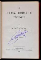 Radó Antal: Az olasz irodalom I-II. Budapest,1896,Magyar Tudomány Akadémia. MTA-Új Folyam XXVI-XXVII...