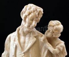 Szoborcsoport, gipsz, hiányos, kopott, 27cm