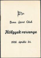 1938 Duna Sport Club Hölgyek (autó) versenye  versenyfüzet 6 p.