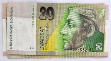 63db-os vegyes külföldi papírpénz tétel, A5 alakú zöld mappában, nagyrészt szlovák, horvát, szerb ba...