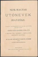 1895 A nem-magyar utónevek jegyzéke. 20p.