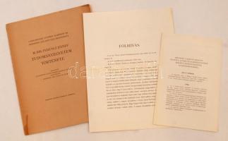 1922 A Kolozsvárt 1872-ben alapított és Szegeden 1921-ben ujra megnyitott M. Kir. Ferenc József Tudományegyetem története. Bp., 1922. Franklin. 20p. Hozzá: Főlhívás a M. Kir. Ferencz-József Tudományegyetem Barátai Egyesülethez csatlakozásról, jelentkezési ív és alapszabály.