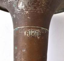 Régi működő autósduda, réz-gumi, h:36 cm