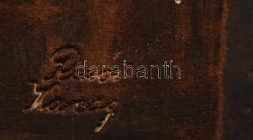 Rusói István (1914-1980): Ádám és Éva, kályhacsempe, pirogránit, jelzett, lepattanásokkal, 27×27 cm