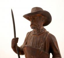 Jelzés nélkül: Fémöntő. A felrobbantott kiskörei vasúti Tisza híd újraépítése 1922. Öntöttvas, fa ta...