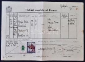 cca 1920-40 Vegyes okmány tétel: anyakönyvi  és egyéb okmányok, magyar és szlovák nyelven, cca 13db, különböző méretben és minőségben, okmánybélyegekkel