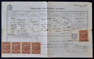 cca 1920-40 Vegyes okmány tétel: anyakönyvi  és egyéb okmányok, magyar és szlovák nyelven, cca 13db,...