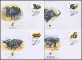 WWF Cape buffalo block of 4 + set on 4 FDC WWF kafferbivaly négyestömb + sor 4 db FDC-n