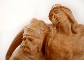 Kisfaludi Stróbl Zsigmond (1884-1975): Haldokló Hungária        (Észak).Terrakotta, sérült kézfej, j...