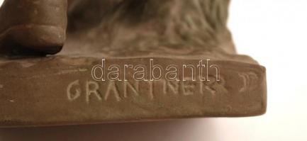 Grantner Jenő (1907-1983): Toldi. Festett terrakotta, jelzett, hibátlan, m:34 cm