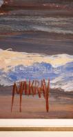 Makray János (1955-): Téli Balaton. Olaj, fa lemez, jelzett, keretben, 40×70 cm