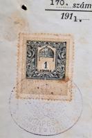 1911 Mozdonyvezető vizsgálati bizonyítvány, okmánybélyeggel (1 korona), 36x22cm