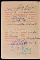 1943 Igazolvány légvédelmi szolgálatra kötelezettek részére, Nagybánya Sz. Kir. Megyei Város, 12x8cm