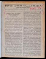 Orvostudományi Közlemények 1940 I. évfolyam 1-12. szám. Félvászon kötés, 376 p. A borítója kopott. A lapokon jegyzetekkel, beírásokkal, firkával. Volt könyvtári példány!