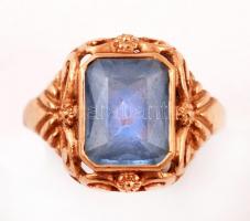 Arany gyűrű akvamarin kővel (Au.) 14 K.,bruttó: 5 g., jelzett, méret: 54. / Golden ring with aquamar...