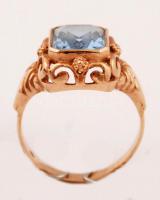 Arany gyűrű akvamarin kővel (Au.) 14 K.,bruttó: 5 g., jelzett, méret: 54. / Golden ring with aquamar...