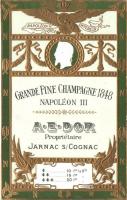 Grande Fine Champagne 1848 Napoleon III. A. E. Dor Proprietaire Jarnac S/ Cognac / French champagne advertisement, Emb. litho