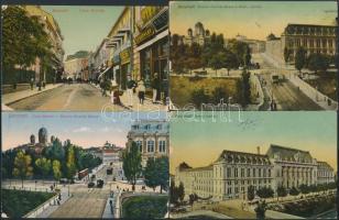 Bucharest, Bucuresti, Bukarest- 4 db képeslap 1910-1920 / 4 town view postards, mixed quality