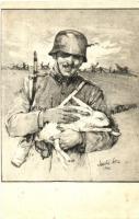 2. világháborús honvéd húsvéti üdvözlet / WWII Hungarian military Easter greeting s: Markó Lajos (vágott / cut)