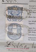 1895 A Britannia nevű angol hajón szállított árukra vonatkozó árubiztosítási kötvény okmánybélyegekk...