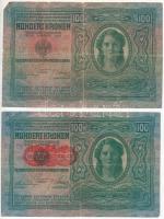 1912 100K (3x) felülbélyegzésekkel, közte piros "Deutschösterreich" és román felülbélyegzé...