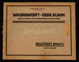 cca 1910 Hajótípusokat bemutató terméklistakönyv / Wagriawerft Gebr. Klahn ship types booklet. 35 plans of different ships. 29x23 cm