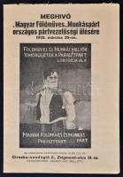 1935 Meghívó a Magyar Földműves és Munkáspárt országos pártvezetőségi ülésére. 8p.